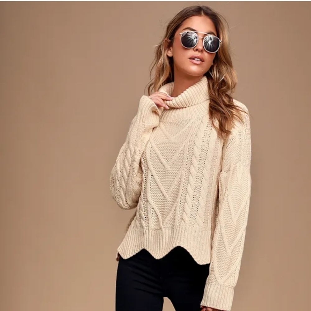 Lulus Call Me Cozy Cream Cable Knit
